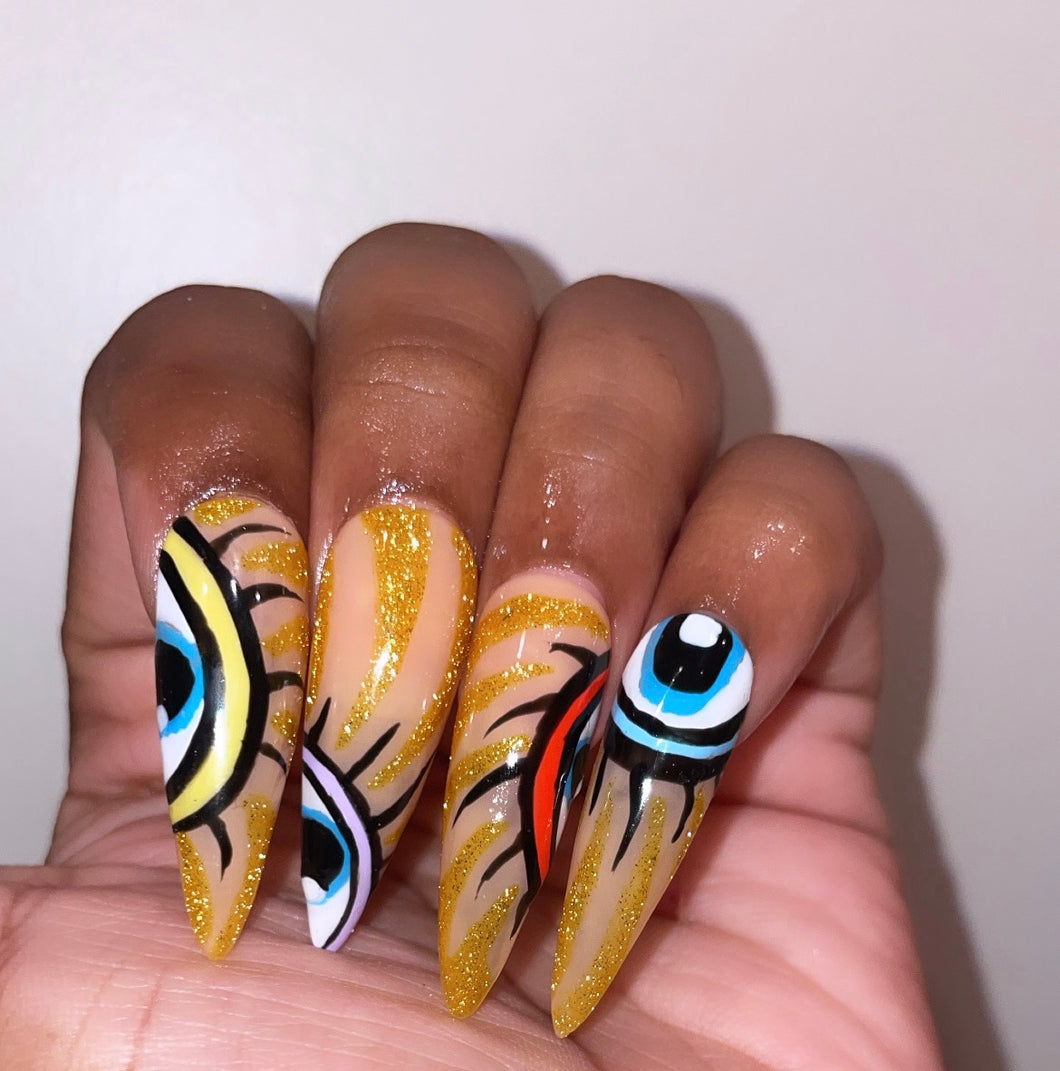 Golden Eyes Press On Nails