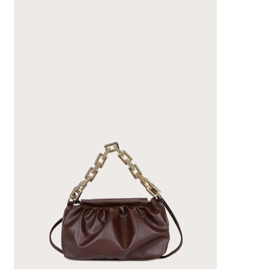 Chocolate Embossed Ruched Bag